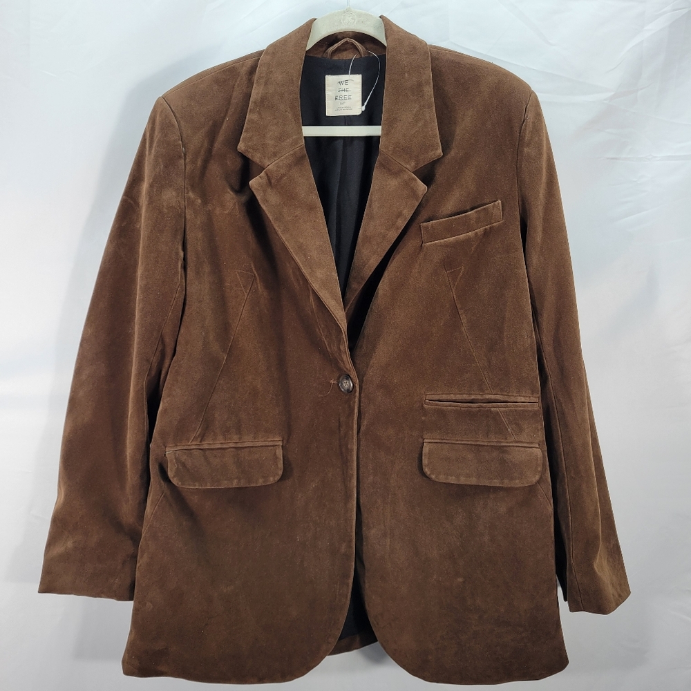 Free People Paper Cut Vegan Suede Blazer New Brown Size S (Oversized) - Picture 4 of 11